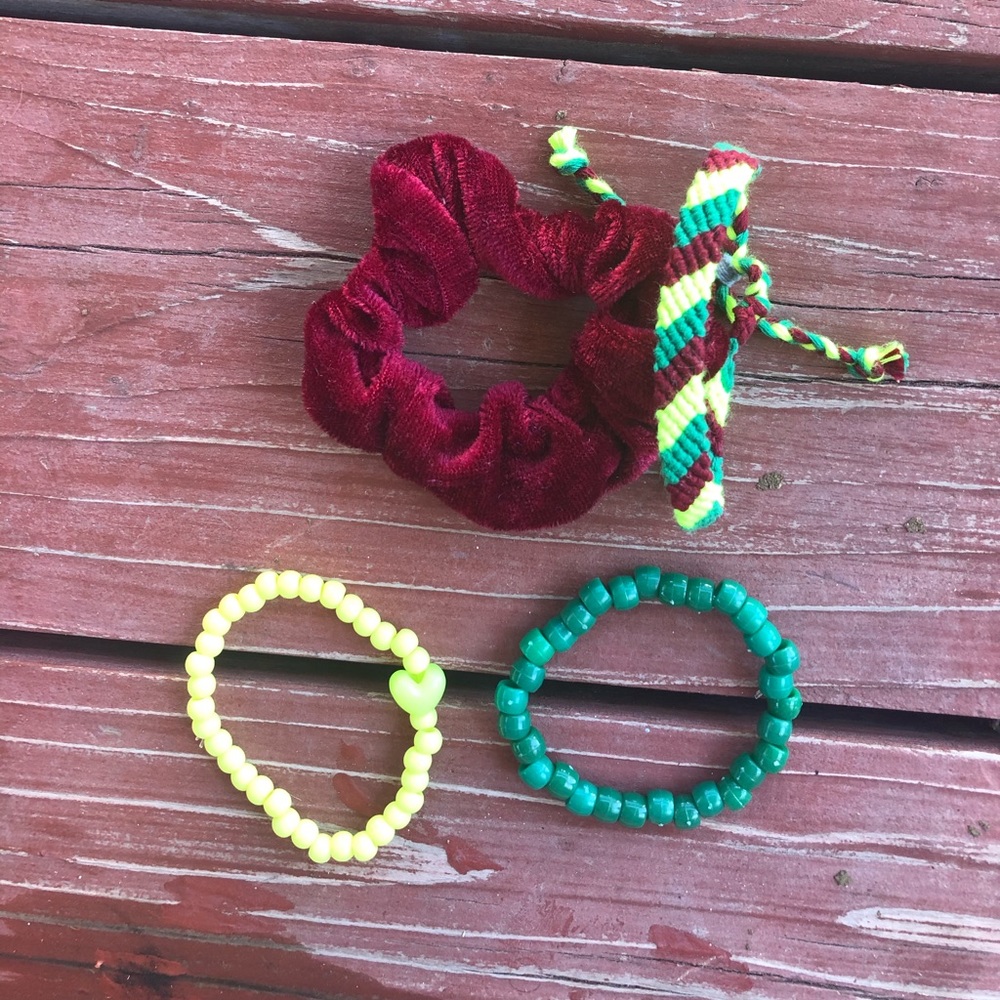 4 neon maroon green set